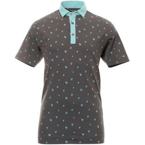 Footjoy Heren Golfpolo Scattered Floral Lava Maat L