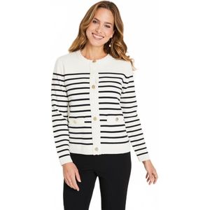 Kort gestreept vest met knoopsluiting ronde hals