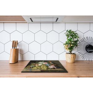 Inductiebeschermer - Stilleven Roos en Vogeltje - 91.6x52.7 cm - Inductiebeschermer - Inductie Afdekplaat Kookplaat - Inductie Mat - Anti-Slip - Keuken Decoratie - Keuken Accessoires