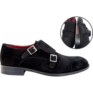 Stravers - Gespschoenen Maat 39 Zwart Suede Kleine Maten Herenschoenen met Gesp