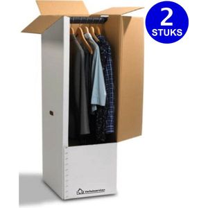 Verhuisdoos voor Kleding XL - 2 stuks - Garderobedoos - Kledingdoos - Inclusief roede - Extra sterk - 102x50x50cm