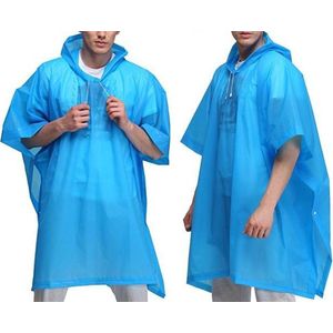 Duo Pack Blauwe Lichtgewicht Regenponcho met Witte Koord - 2 Stuks | Poncho | Regen | Regenjas | Regenkleding | Koordjes Wit | Blauw