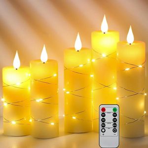 Sfeerverlichting - Ledkaarsen met lichtslinger - Vlamloze kaarsen - Afstandsbediening - Dansende vlam - Echte was - 24-uurstimer - Batterijen niet inbegrepen