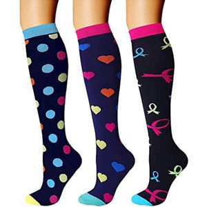 Compressiekousen voor mannen en vrouwen, 3 paar taps toelopende compressiekousen (L-XL)