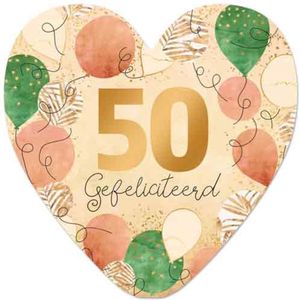 Wenskaart - verjaardag - felicitatie - 50 jaar - Abraham - Sara - 50 jarig huwelijk - hart van goud - XL kaart - Artige