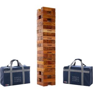 Ubergames - XXL Stapeltoren spel - Tactisch spel - 60 Kg - tot 250 cm hoog - ECO Hardhout Topkwaliteit - Made in India - Designed in England - In 2 Stevige Draagtassen - ®Designed in UK - Prachtig Afgewerkt - Kwaliteit & Klasse