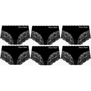 Sweet Angel zwarte naadloze hipsters met kant 6pack S/M
