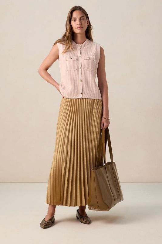 Sissy-Boy - Midi Rok - Goud - Hoge Taille - Plisse Details