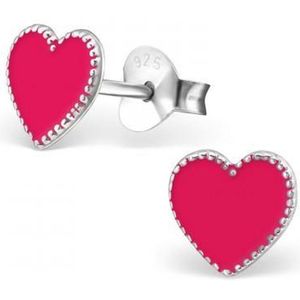 Aramat jewels ® - 925 sterling zilveren oorbellen hart roze