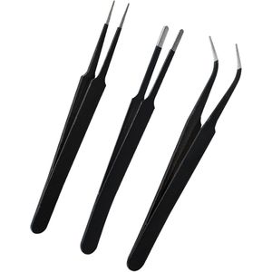 3 Piece Tweezers Set - Praezisions Tweezers - Bead Tweezers - Rvs Precision Tweezers - Curved Tip - Tweezers voor Sieraden Maken - DIY Crafts - Elektronische Reparaties - Manicure