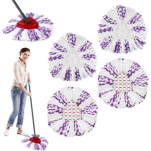 4 stuks vervangende microvezel moppen voor Vileda Turbo EasyWring&Clean dweilmop - paars en wit