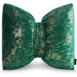 Decoratieve Strik Kussen 45x55 cm Donkergroen - Zacht Velours