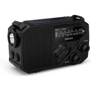 Noodradio - Radio voor Nood 13000mAH Slinger Radio - Draagbare Bouwplaatsradio - Oplaadbare Powerbank - Campinglicht - Leeslamp - Kompas - Oordopjesaansluiting - IPX4 Waterdicht - SOS-alarm