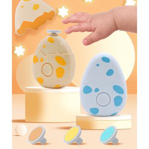 Elektrische Nagelvijl - Geel - Dino Ei Elektrische Nagelvijl - Ei-vormig Baby Nagelverzorging - Veilig en Zacht voor Baby's en Volwassenen - Inclusief 3 Verschillende Vijlkoppen - Waterbestendig Manicureset - Perfect Baby Cadeau