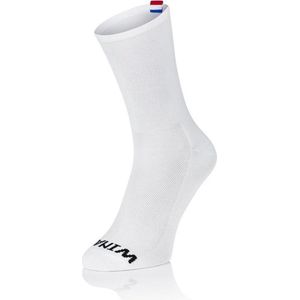 Winaar Fietssokken Zomer Unisex Wit met Nederlandse vlag label - WINAAR WHITE NED label-36-38