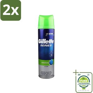 Gillette Series - Scheergel - Sensitive - Aloe Vera - Voor de gevoelige huid - 200 ml - Voordeelverpakking - 2 stuks - Scheergel gevoelige huid - Scheergel menthol