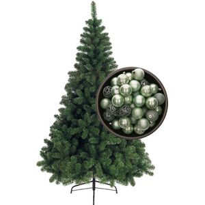 Bellatio Decorations kerstboom H180 cm - met kerstballen mintgroen