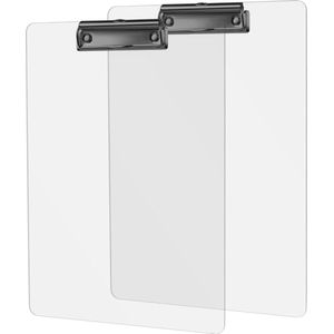 Zwarte metalen klem acryl transparant klembord A4-hoogformaat - set van 2 clipboard