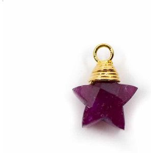 Geboortesteen Hanger Ster Juli Robijn 925 Zilver (10 mm)