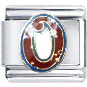 Quiges - Schakel - Bedel - 9mm - charms - Kleurrijk - Number 0 - Geschikt voor - Nomination- armband - Schakelarmband - italy bedels armband