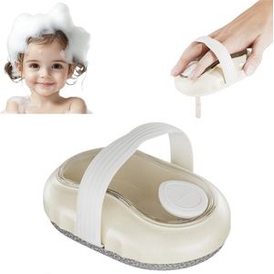 1 artikel - Lichaamsborstel - 2-in-1 doucheborstel - Exfoliërende doucheborstel - Badborstel - Met zeepdispenser - Antislip handvat - Voor lichaamsmassage en exfoliatie - Gebroken wit - Badkameraccessoire - Geschikt voor rug, billen, dijen en voeten