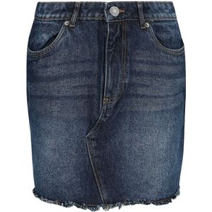 Strokenrok - Effen - Denim - Franjes - Kort