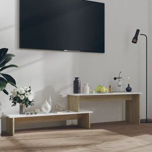 The Living Store Industriële TV Meubel - 180 x 30 x 43 cm - Sonoma Eiken/Wit