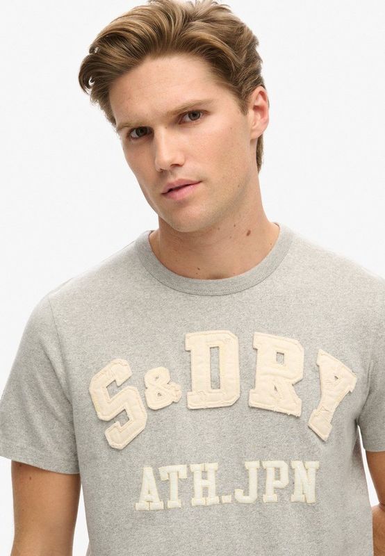 Superdryvoor mannen. M1011976A Vintage Athletic T-shirt korte mouw grijs (S), Casual, Katoen, Korte mouwen