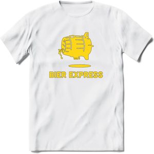Bier Express T-Shirt | Unisex Kleding | Dames - Heren Feest shirt | Drank | Grappig Verjaardag Cadeau tekst | - Wit - S