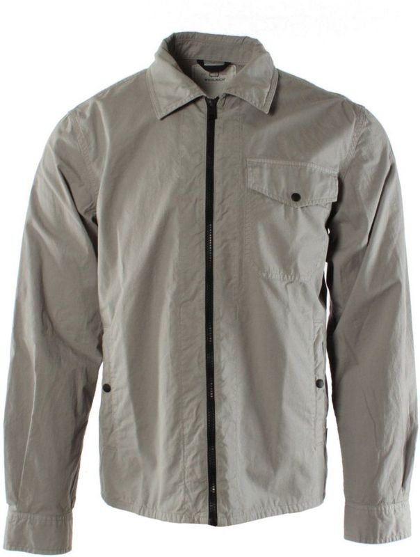 Woolrich - Grijze Overshirt - Heren - Katoen - Gabardine