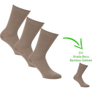 Bamboo sokken - Naadloos - Anti zweet sokken - Heren en Dames - 4 halen = 3 betalen - Donker beige - 39/42