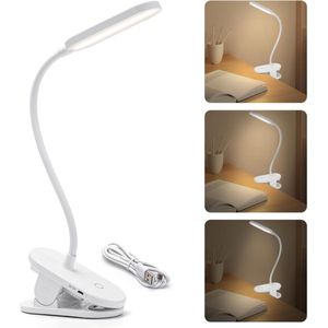 Hoofdbord Boeklamp - Rubberen Klem - USB Oplaadbaar - Tot 30 Uur - Laag Licht Niveau - Perfect Voor In Bed - Bedlampjes hoofdbord - Wit