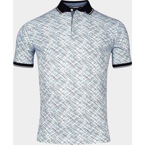 Baileys Polo korte mouw Blauw Poloshirt pique allover print 415271/66