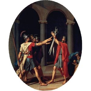 De eed van de Horatii, Jacques-Louis David - Foto op Behangcirkel - ⌀ 120 cm