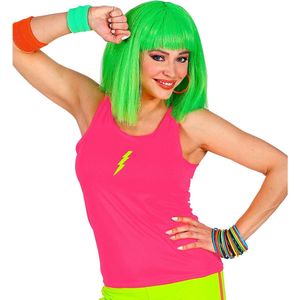 Widmann - Jaren 80 & 90 Kostuum - Tanktop Neon Roze Vrouw - Roze - One Size - Carnavalskleding - Verkleedkleding