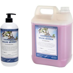 Handzeep Wilde Bessen 1 liter met gratis pomp - hervulbaar + Jerrycan 5 liter navulling