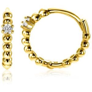 ZINZI Gold 14 krt gouden oorringen met zirkonia, met luxe klapsluiting 13 x 2mm ZGO527