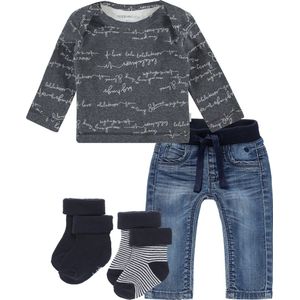 Noppies set(4delig) Jeans met grijs shirt en 2 paar sokjes navy  - Maat 56
