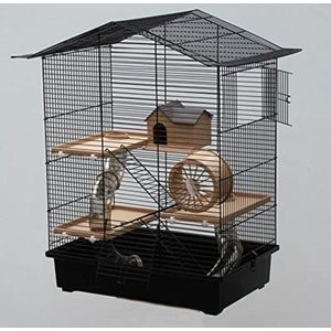 Hamsterkooi - Hamster kooi - Hamster bodembedekking - 67 cm x 57,5 cm x 40,5 cm - Zwart