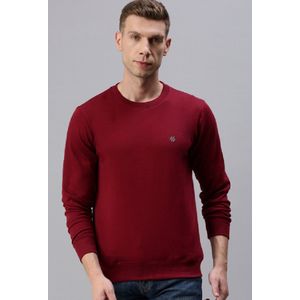 Sweater Shirt Katoen Rijk Kleur Karmijnrood - Maat L