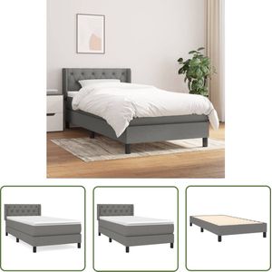 The Living Store Boxspring met matras stof donkergrijs 80x200 cm - Boxspringbed - Donkere Kleuren - Boxspring Frame - Elektrisch Verstelbare Hoofdbord - Pocketveer Matras
