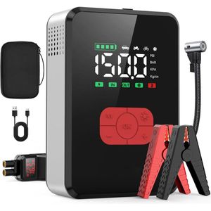DailySupplies® Jumpstarter met Compressor - Startkabels - Starthulp voor Auto - Accubooster - Zwart