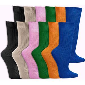 Voordeelbundel 12 paar | 100% biologisch katoenen damessokken | herensokken | mix van kleuren