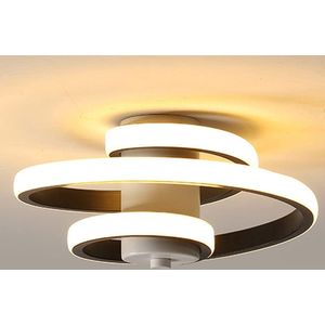 Goeco Plafondlamp - 25cm - Klein - LED -18 W - Spiraalplafondlamp - Zwart - Metalen - Warm Wit - 3000K - Woonkamer Slaapkamer Keuken Restaurant Hal