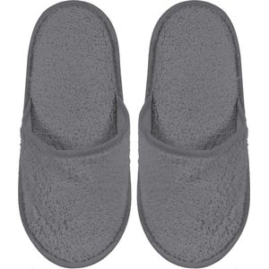 Badslippers Badstof Uni Pure met Zool Antraciet Maat 38 - 1 Paar