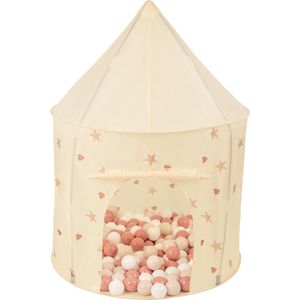 Selonis Kindertent Speeltenten 100X130cm/400 Ballen In Paviljoenvorm Voor Kinderen Gemakkelijk Te Monteren Draagbaar Speelhuisje Voor Binnen En Buiten, Licht Beige: Pastel Beige/Zalmkleuren/Wit
