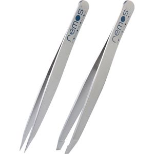 Pincet set 2-delig met wenkbrauw- en splinterpincet in satijn van REMOS