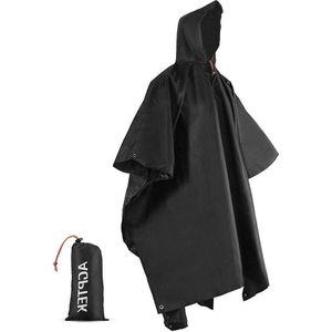 Waterdichte regenponcho capuchon EVA Wandelregencape draagtas camping reizen buitenactiviteiten motorrijden fietsen unisex zwart