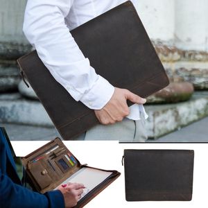 Exclusieve handgemaakte lederen A4-conferentiemap voor de veeleisende gebruiker- stijlvolle Laptop portfolio en schrijfmap van tijdloze elegantie en de hoogste kwaliteit' portfolio van echt leer - Cadeautje voor hem