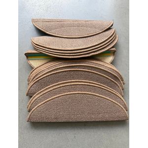 Cherchie Trapmatten Set – 15 stuks – Lichtbruin – 56x17x3,5 cm – Halfrond – Antislip Trapbescherming
